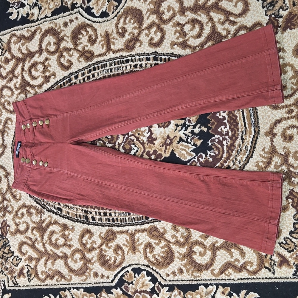 Y2K Button Up Rust Flare Stretch Jeans denim Boho Retro Flared XXI